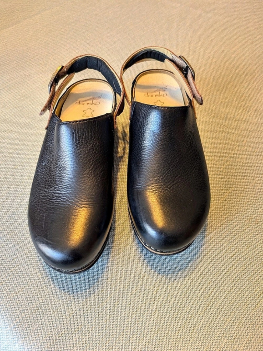Dansko Merrin Slingback Clog Black & Brown Buckle Clogs